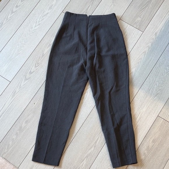 Zara High-Waist Tailored Dark Grey Pleated Trousers - Picture 2 of 6